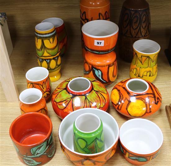 Four 1960s Poole vases